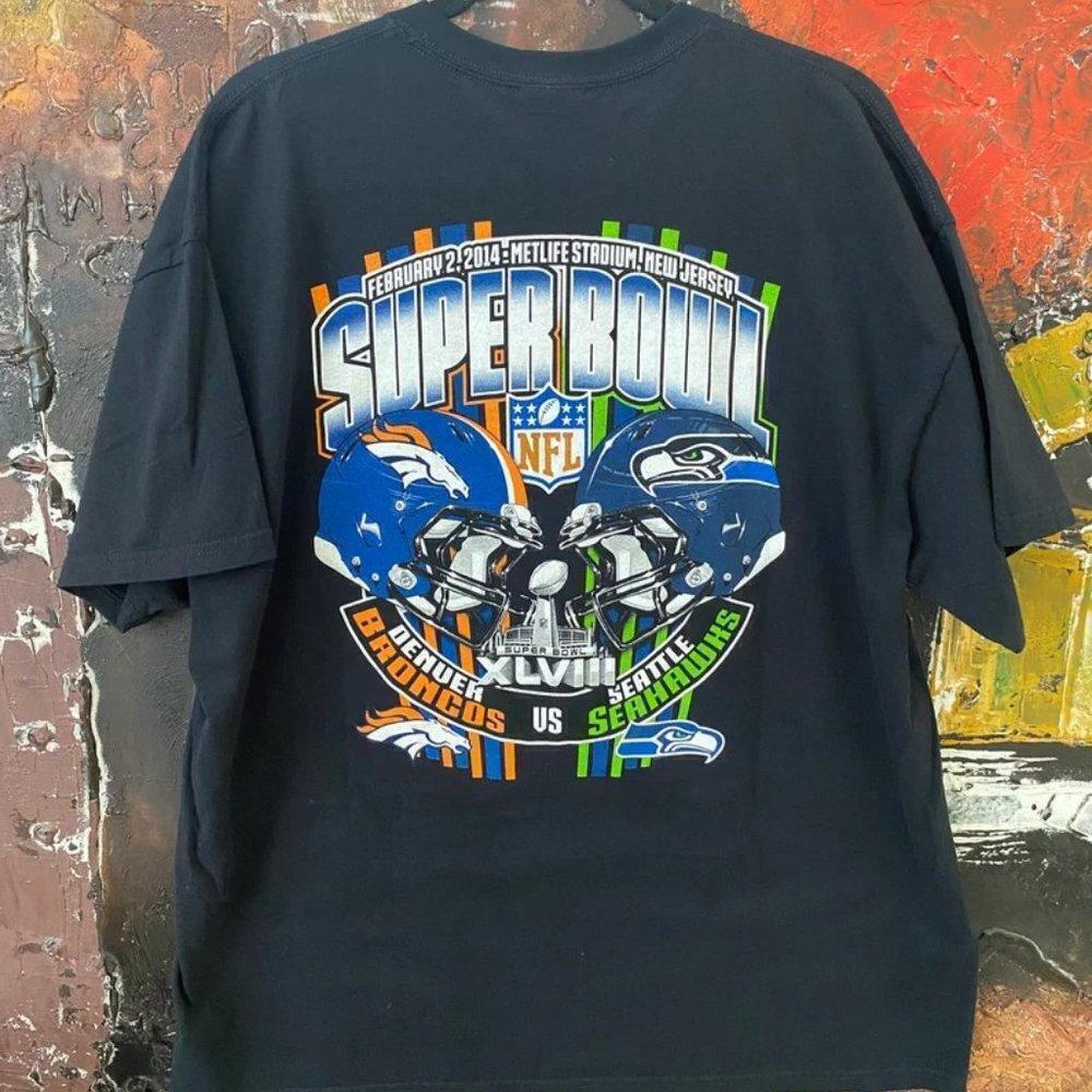 Retro Super Bowl Denver Vs Seattle 214 Football Fan T-Shirt
